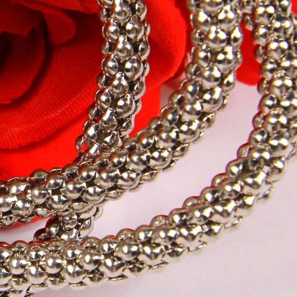 Silver Tone Chainmail Stretch Bracelet - Picture 5 of 8